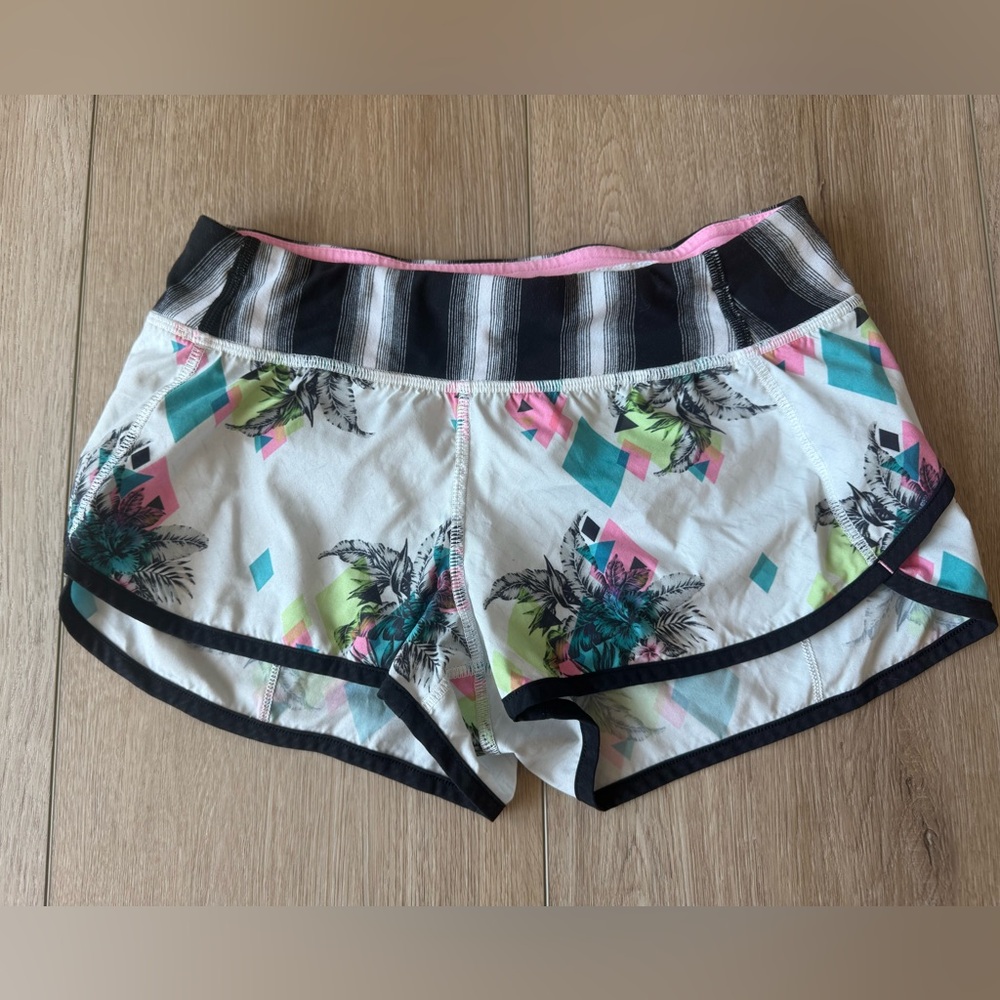 Athleta Kids Tropical Print Shorts - Black, Pink, Green